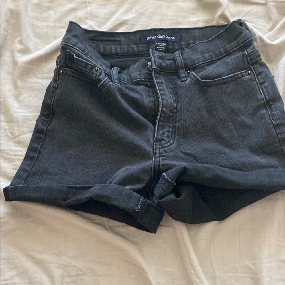 Calvin Klein Black Jean Shorts High-Waisted Denim